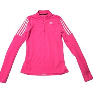 Adidas Womens Running Top Climalite Long Sleeve Pullover Stretch Pink Size XS